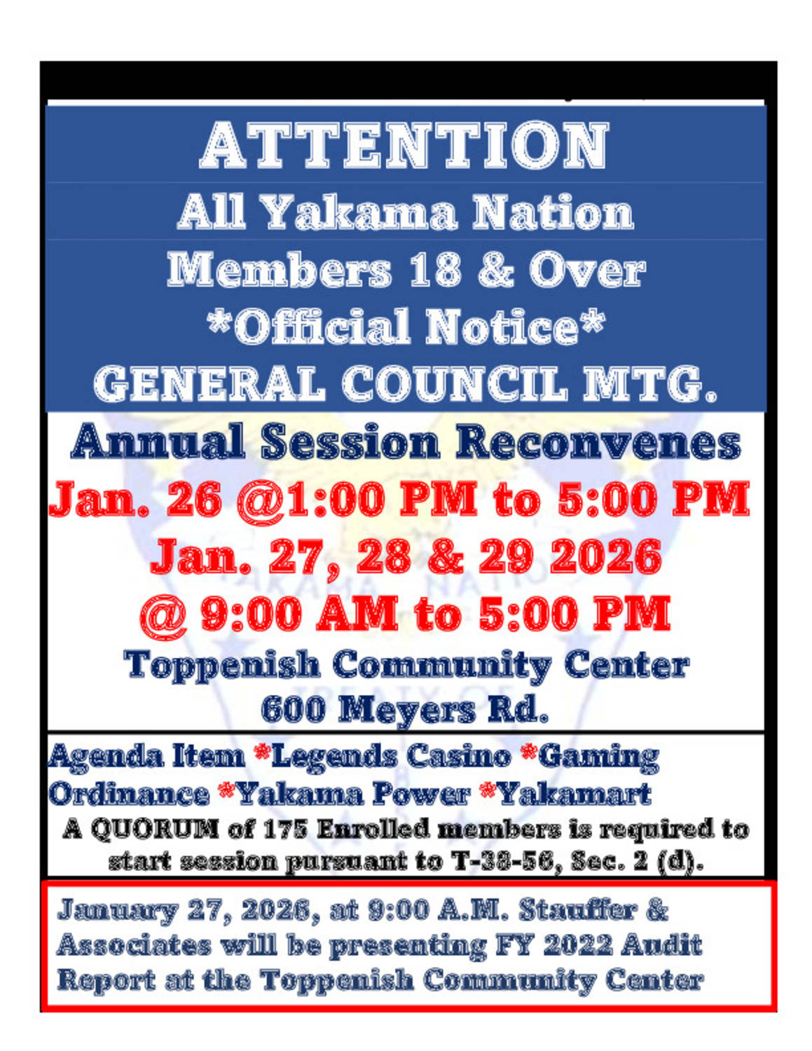General Council Meeting Jan 26-29 2026