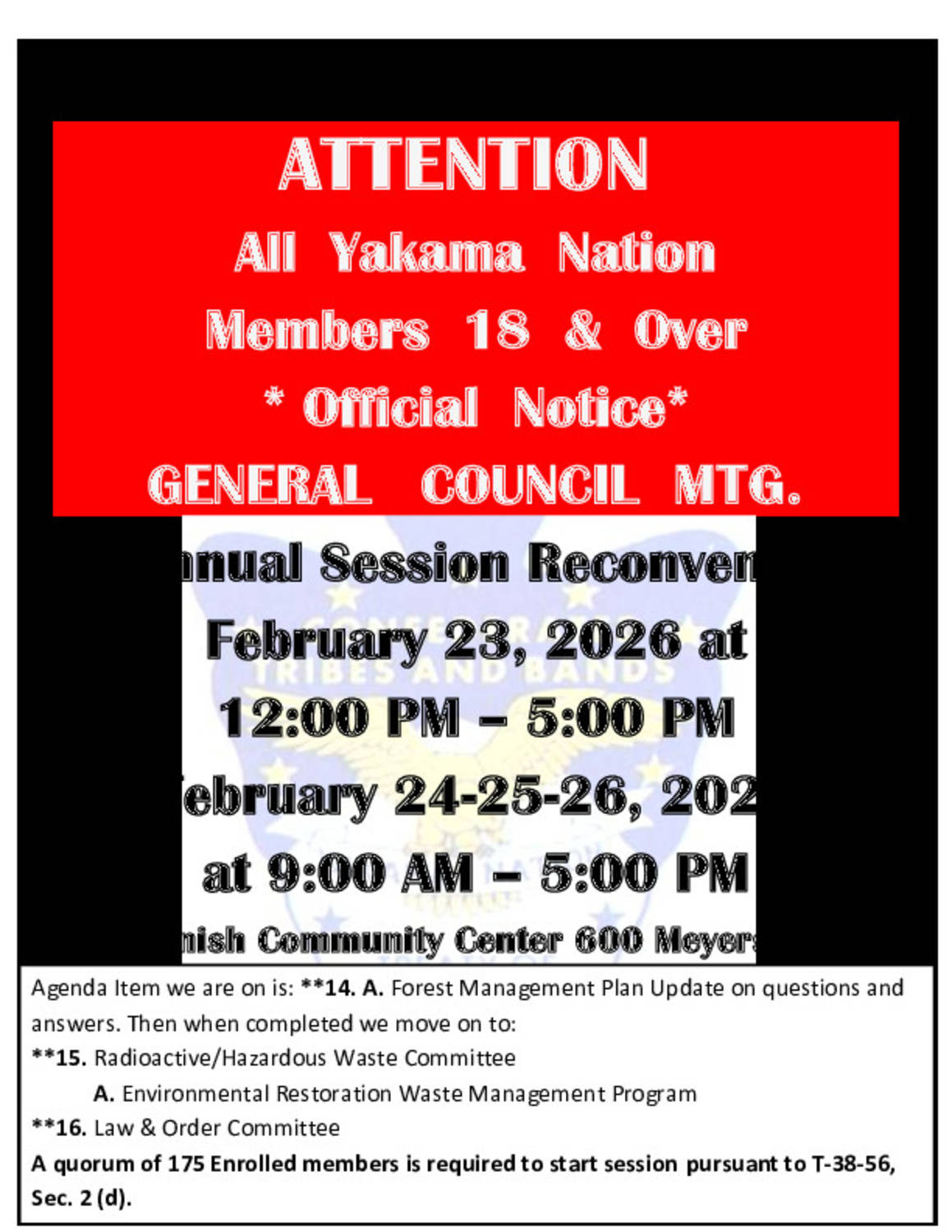 General Council Convenes 9 - 5 PM 